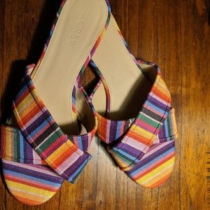 J. Crew rainbow multicolored striped slides